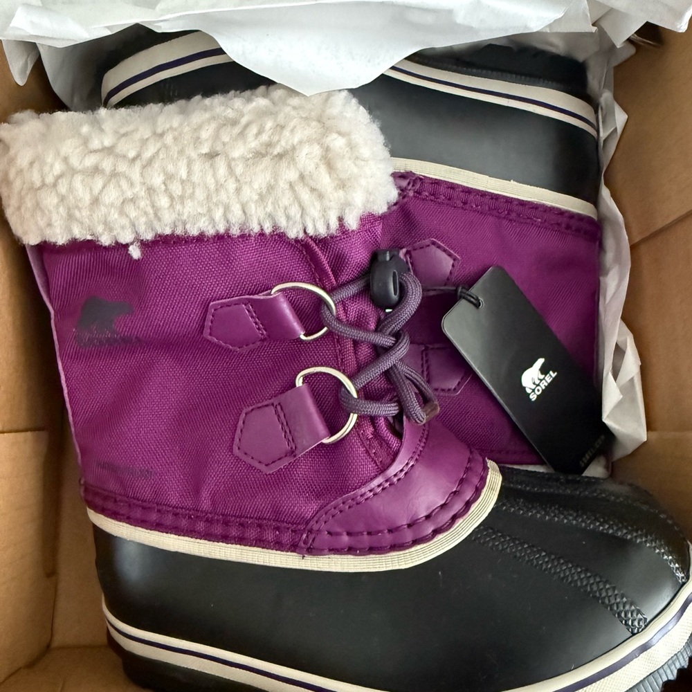 Sorel Dark Plum and Black Kids' Boots